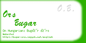 ors bugar business card